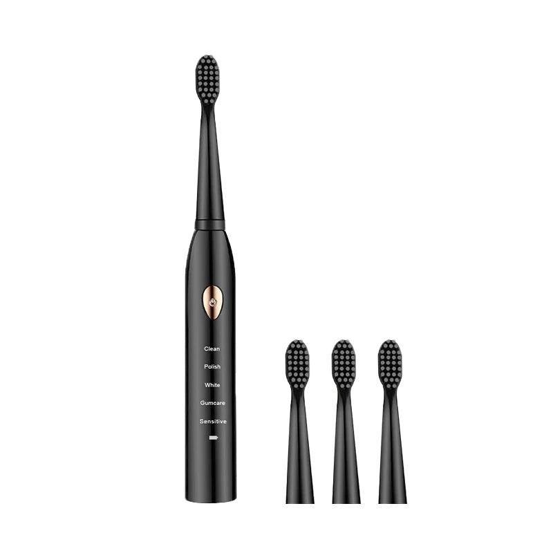 Jianpai-cepillo de dientes eléctrico para adulto, dispositivo acústico clásico, color blanco y negro, modo de 5 engranajes, carga USB, resistente al agua IPX7