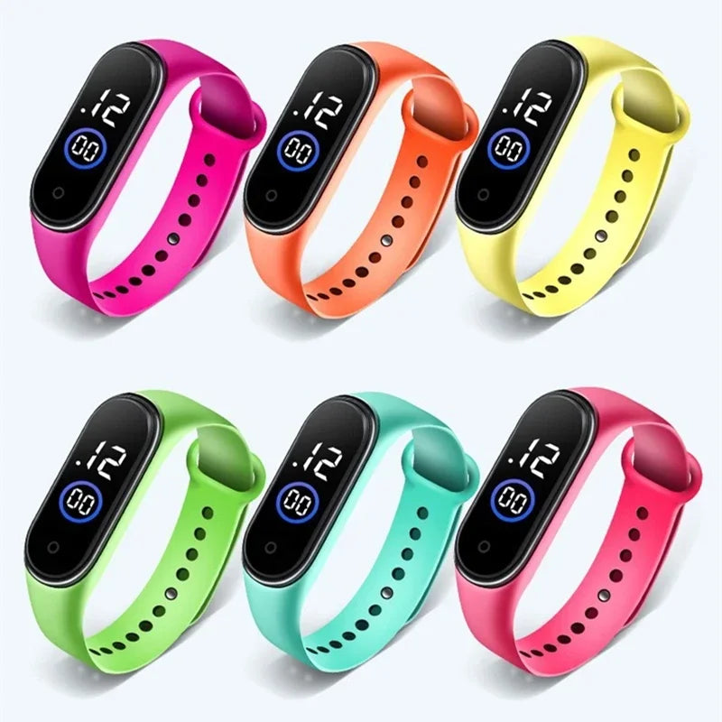 Reloj deportivo resistente al agua para niños, reloj Digital LED con pantalla táctil inteligente, correa de silicona de dos tonos, reloj para hombres y mujeres, reloj para estudiantes