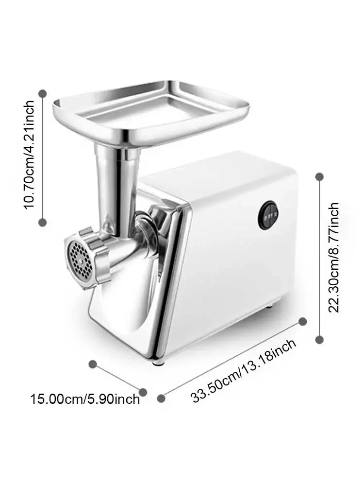 Picadora de carne eléctrica, máquina para hacer salchichas con 3 placas de molienda, empujador de alimentos, picadora de carne, exprimidor, picadora de alimentos para el hogar y la cocina