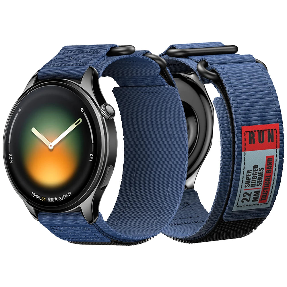 Correa de nailon con gancho y bucle de 22mm para Xiaomi Watch 5 / S4 Sport / S3 / S2 / S1 Pro, accesorios para pulsera deportiva