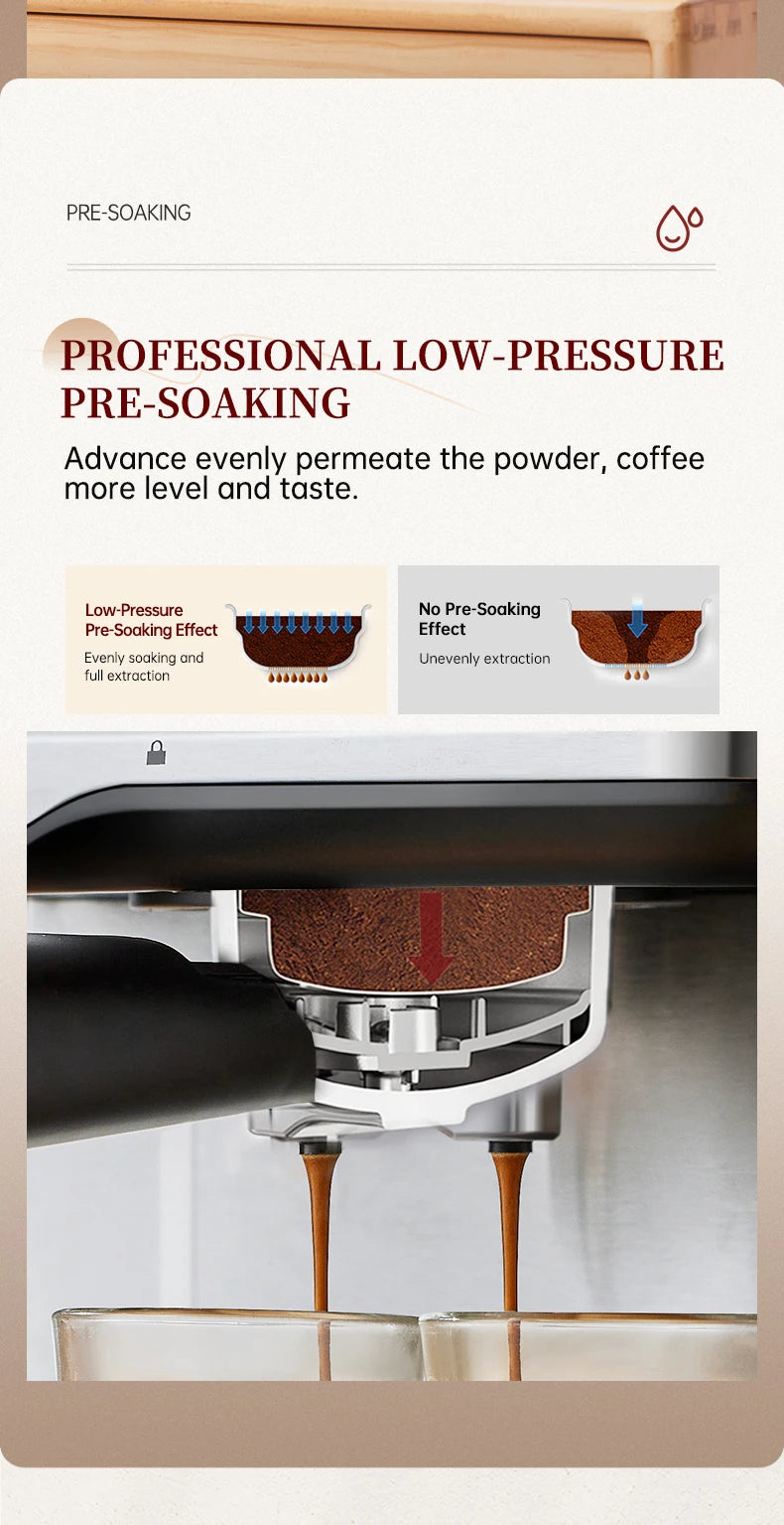 Cafetera Espresso Cafelffe de Acero Inoxidable con Vaporizador de Leche, Semiautomática, para Cappuccino, 20 Bares