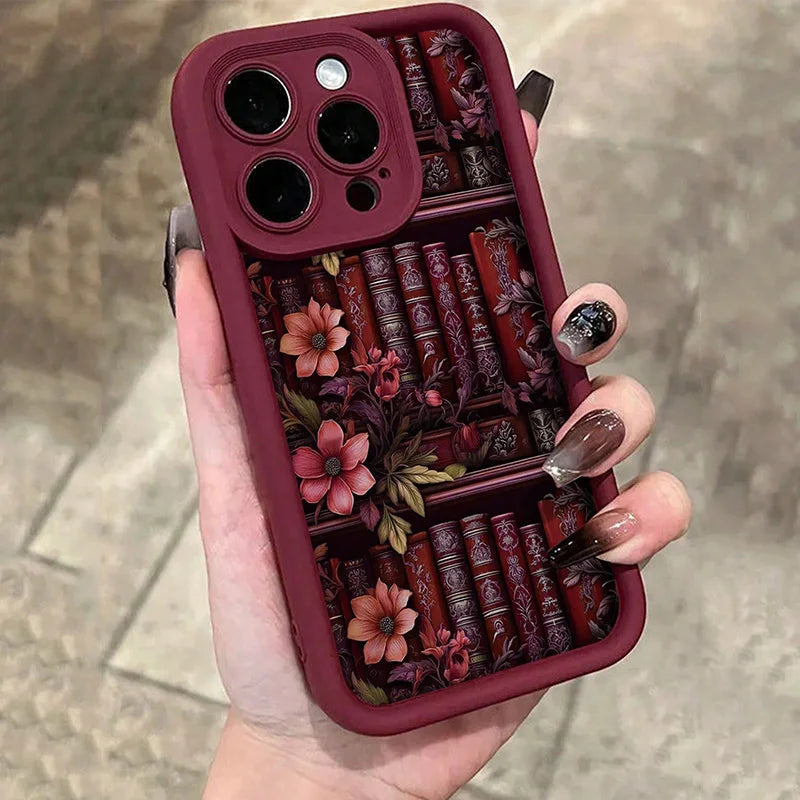 Para iPhone 13 fundas con estampado de estantería de acuarela floral funda de teléfono suave para iPhone 11 12 14 15 16 Pro Max XS X XR 7 8 Plus