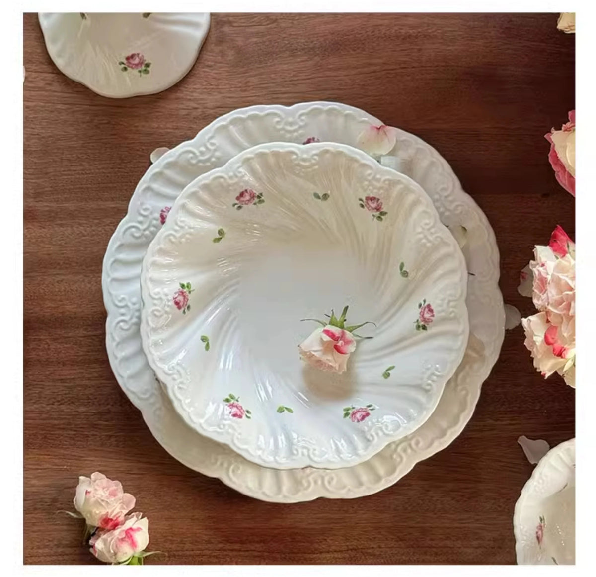 Juego de platos de cerámica, taza de café, platillo, hermoso vajilla, plato de postre de rosa Vintage, platos de cena, regalo, taza de té, suministros de cocina
