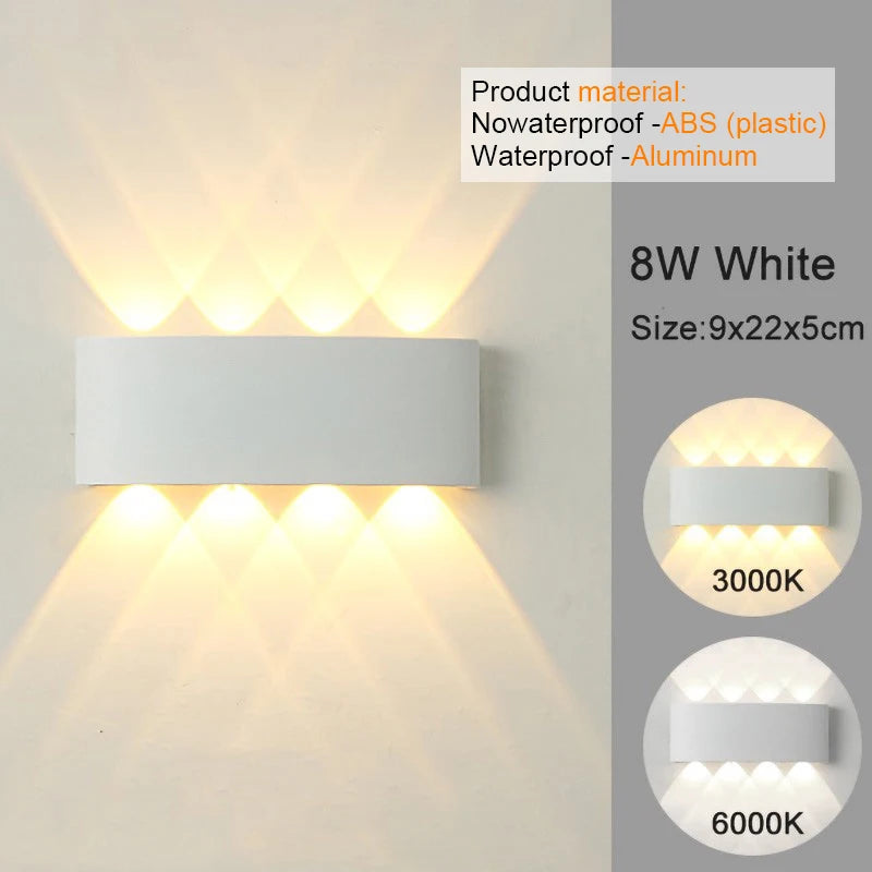 Apliques de pared LED, lámpara moderna para interiores y exteriores, luces blancas de montaje en pared arriba y abajo para decoración de sala de estar, pasillo y dormitorio
