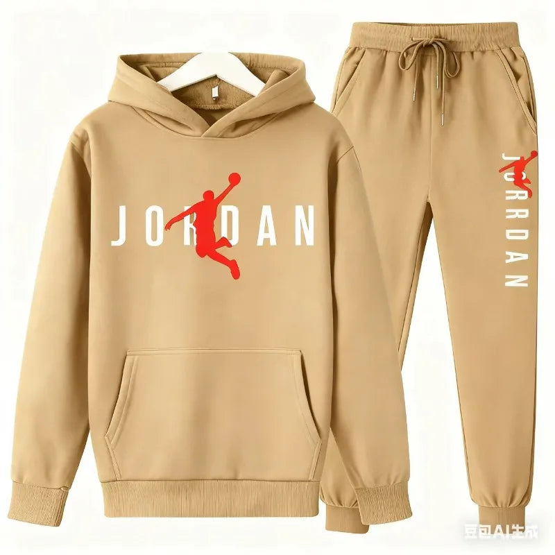 Traje de baloncesto con capucha informal para niños, chaqueta de dos piezas con capucha para primavera y otoño, traje deportivo para exteriores para niños y niñas