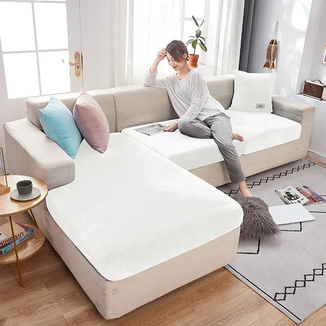 Fundas para cojines de asiento de sofá de terciopelo elástico para sala de estar, cojín Chaise Longue, fundas de sofá para muebles en forma de L de esquina de lujo