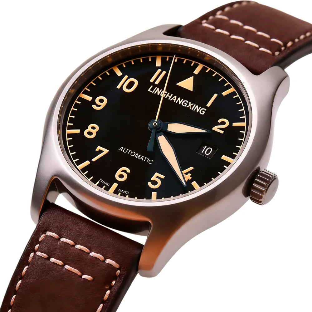 Nuevo Reloj de Moda para Hombre LINGHANGXING 2026, Movimiento de Relojería, Esfera Luminosa, Correa de Cuero Genuino, Estilo Casual de Negocios