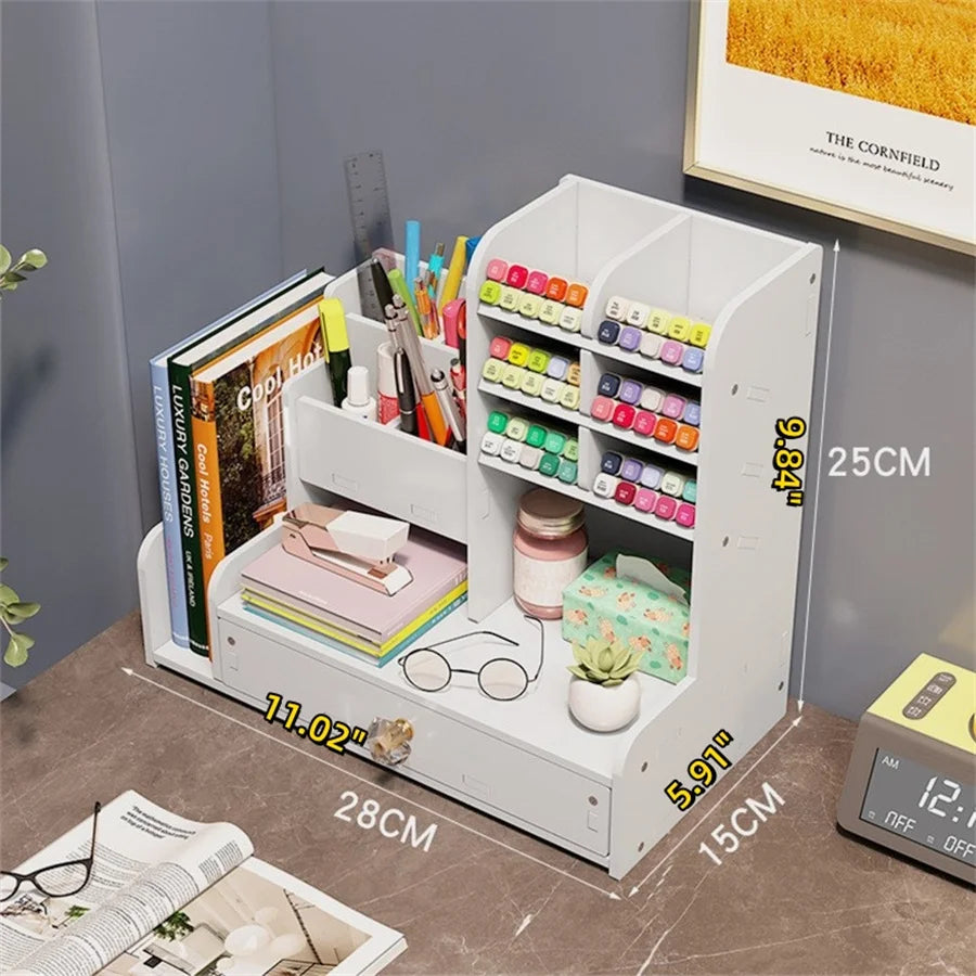 Soporte para bolígrafos de gran capacidad, ahorro de espacio, almacenamiento de suministros de oficina, caja de papelería, suministros escolares para estudiantes, almacenamiento para uso en dormitorio