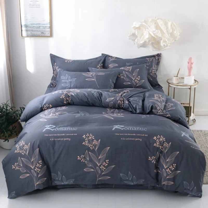 Juego de fundas de edredón 100% de algodón, ropa de cama con estampado de flores, suave y agradable para la piel, 1 unidad, 2 fundas de almohada, 3 unidades