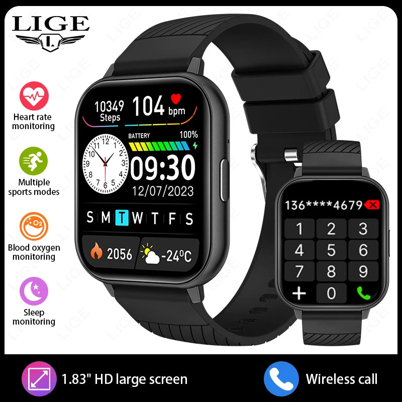 LIGE, nuevos relojes inteligentes con llamadas Bluetooth, reloj de pulsera para mujer, relojes deportivos para Fitness, reloj inteligente resistente al agua IP67 para iPhone, Android, iOS