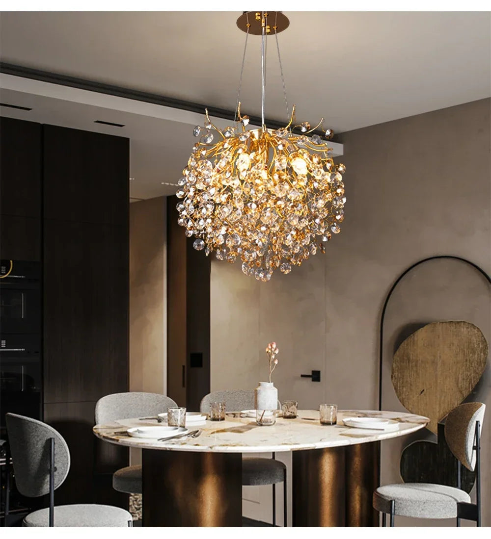 Candelabro de techo moderno para sala de estar, lámpara colgante de cristal de lujo para decoración Interior de Hotel y cocina, accesorio de iluminación