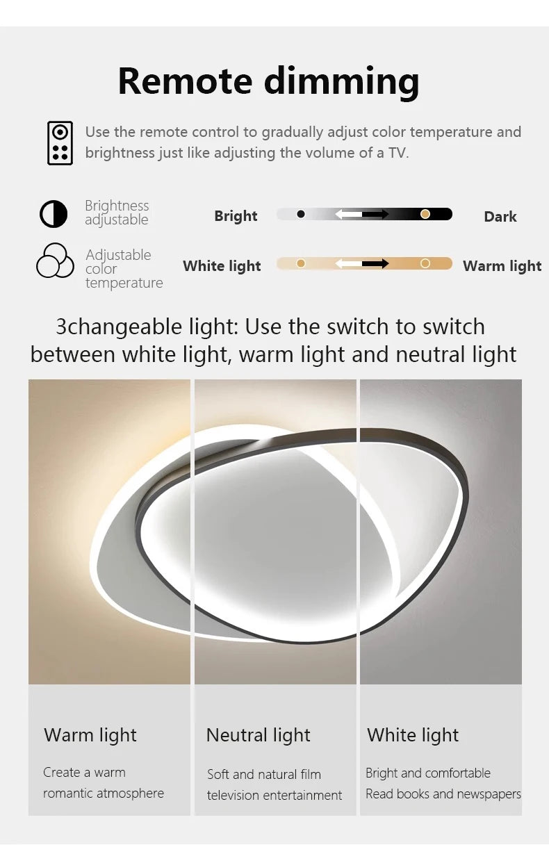 Luces de techo LED redondas modernas para dormitorio Simple, lámparas de estudio para sala de estar, iluminación interior, decoración del hogar, accesorios de lámpara brillante