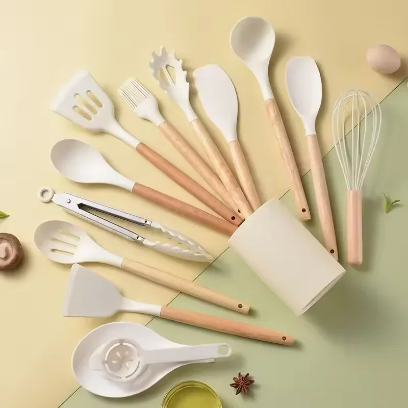 Kit de cocina de silicona de 12 piezas, utensilios de calidad alimentaria, juegos de cocina, espátula giratoria, cuchara medidora, utensilios de cocina prácticos, herramienta Kitchenwa