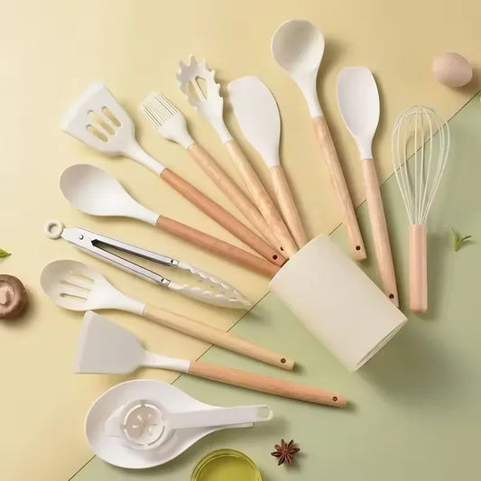 Kit de cocina de silicona de 12 piezas, utensilios de calidad alimentaria, juegos de cocina, espátula giratoria, cuchara medidora, utensilios de cocina prácticos, herramienta Kitchenwa