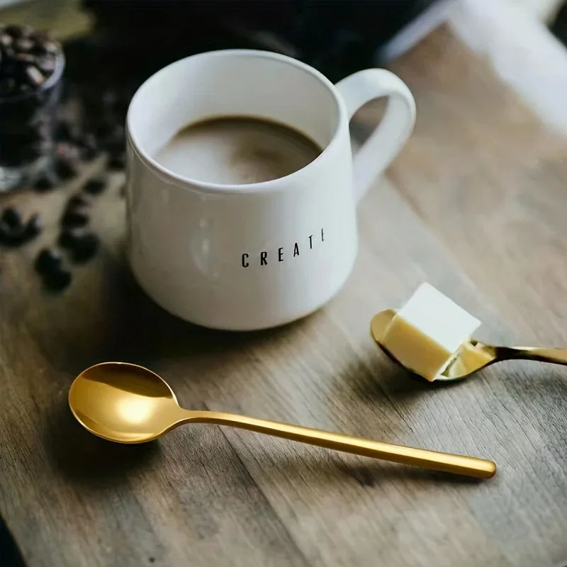 10 Uds. Cucharas de café de acero inoxidable, cucharas de postre, cucharaditas, cucharas de condimentos, adecuadas para el hogar, cafetería, fiesta, suministros de cocina