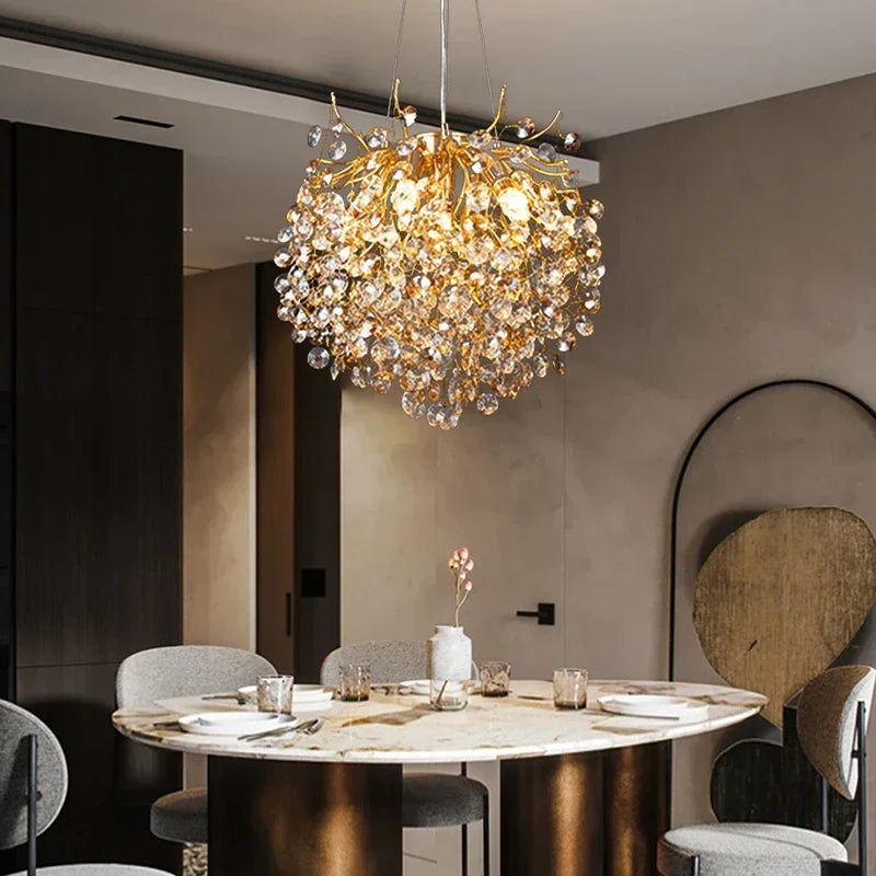 Candelabro de techo moderno para sala de estar, lámpara colgante de cristal de lujo para decoración Interior de Hotel y cocina, accesorio de iluminación