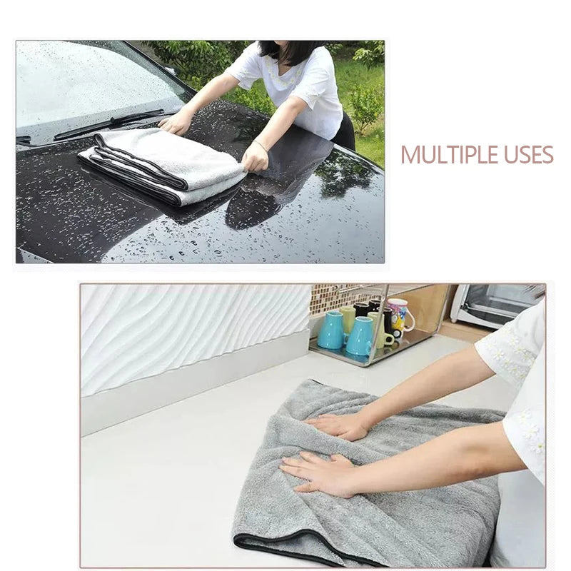 SEAMETAL-Toalla de microfibra para lavado de coche, paño de dobladillo de limpieza automática de secado rápido, Trapos de súper absorción, accesorios de lavado