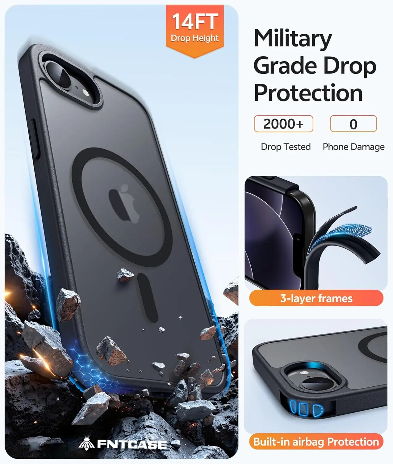 Funda para iPhone 17e/16e con Magnético, Translúcida y Mate, con [Protector de Pantalla], Antigolpes y Protectora