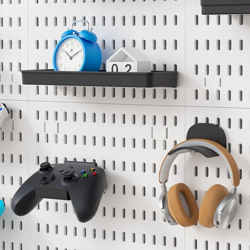 Kit organizador de pared combinado con tablero perforado DIY: paneles colgantes modulares, instalación sin perforaciones, ideal para exhibición de pared de habitaciones artesanales