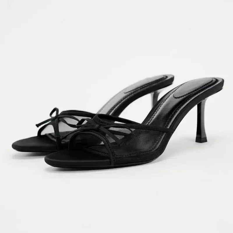 2024 mujeres novedad de verano marca de lujo Sandalias de tacón alto versátiles simples Sandalias de tacón delgado zapatillas