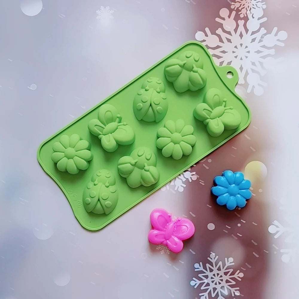 Herramientas de silicona para hornear, molde de silicona con forma de insecto/abeja/mariposa, decoración de pasteles, gelatina de caramelo, Chocolate