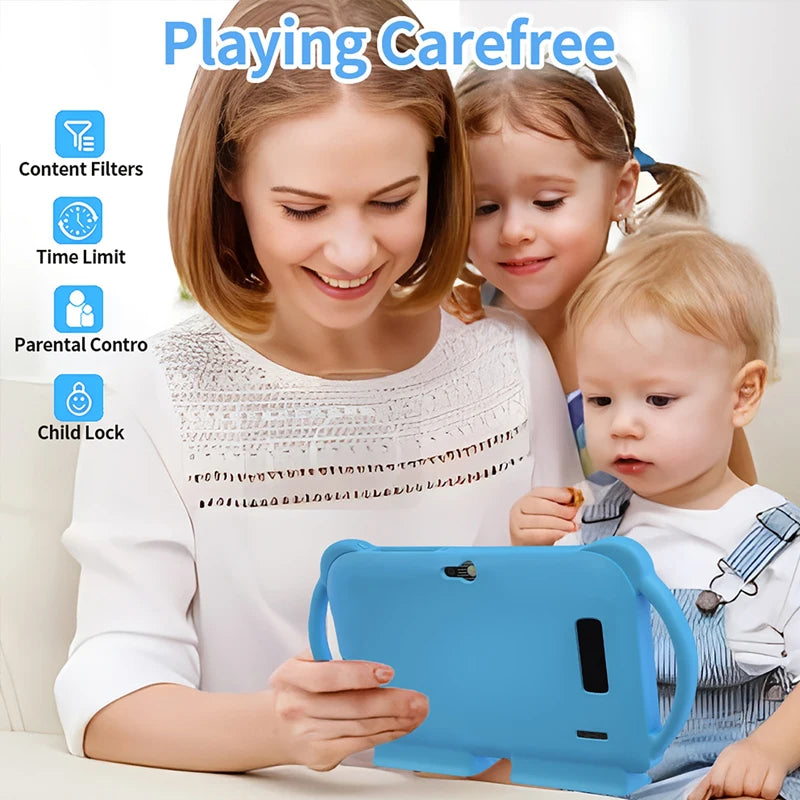 Nueva Tablet Infantil de 7 Pulgadas con Funda Protectora de Dibujos Animados, WiFi 5G, Android, para Aprendizaje y Educación, Tablet PC para Niños, 4GB RAM, 64GB ROM