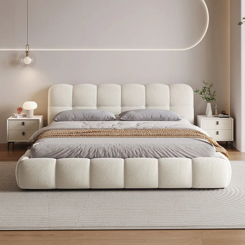 Cama doble moderna para dormitorio, con marco de cama suave, ecológico y duradero, de madera maciza tapizada, con almacenamiento para dormitorio principal.