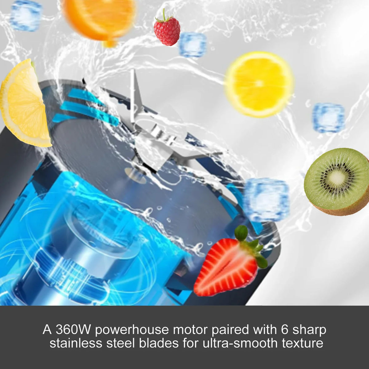Licuadora eléctrica portátil para hacer jugo, mezclador de frutas recargable por USB de 700ML, exprimidor de 6 hojas para batidos, batidos, taza de jugo fresco