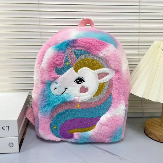 Mochila para niños, Mochila escolar para niños, Mochila de moda de gran capacidad para niños y niñas, bolso Tie-Dye de felpa con unicornio
