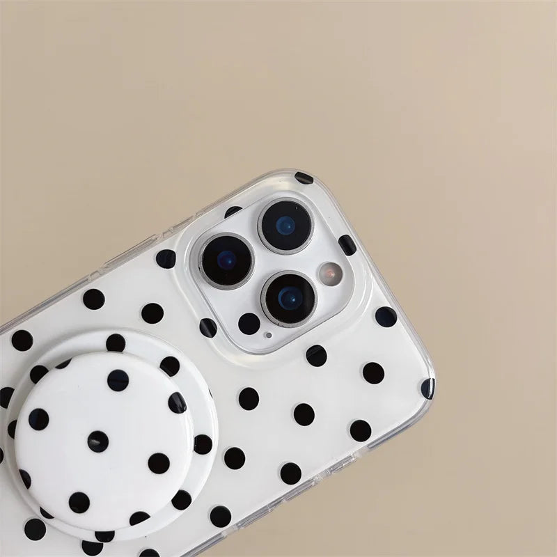 Funda de teléfono magnética Simple de lunares para iPhone 16 Pro 15 14 Pro Max 15 funda Promax con soporte Magsafe fundas bonitas a prueba de golpes