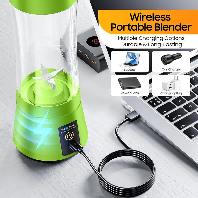 Licuadora de jugos doméstica de 380 ml, mini licuadora eléctrica, licuadora de batidos recargable por USB, licuadora portátil, electrodomésticos para el hogar