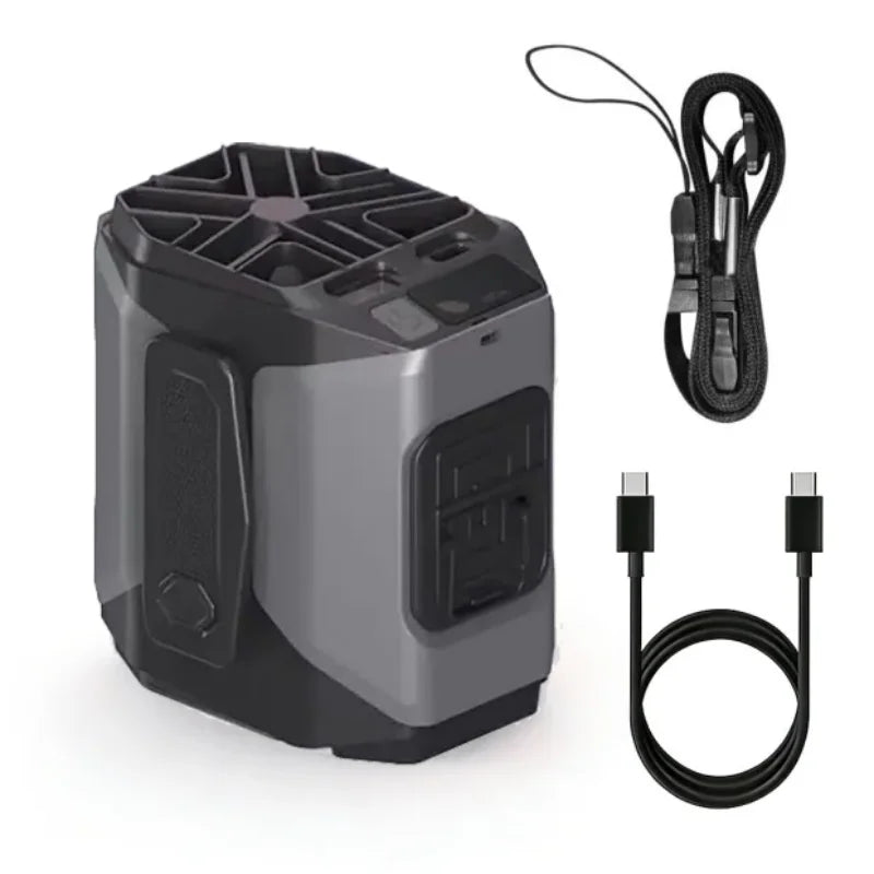 Ventilador de cintura portátil de 10000mAh con banco de energía, iluminación LED, ventilador de cuello colgante, ventilador de refrigeración de flujo de aire fuerte de 5 velocidades para trabajo al aire libre
