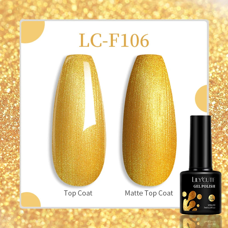 LILYCUTE-esmalte en Gel para uñas, barniz semipermanente para manicura, con LED UV, 129 colores, 7ML