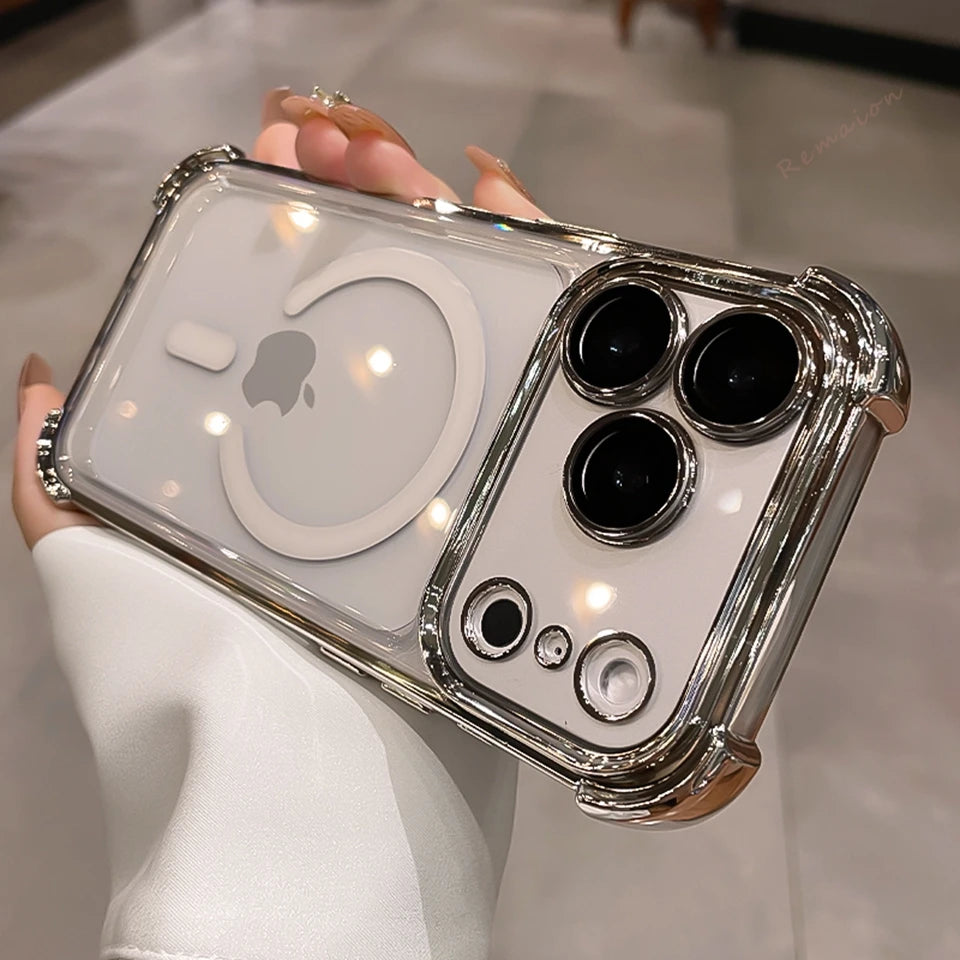 Funda de teléfono magnética clásica para iPhone 17 Air 15 14 13 12 16 Pro Max 14 15 Plus Magsafe funda protectora suave de silicona a prueba de golpes