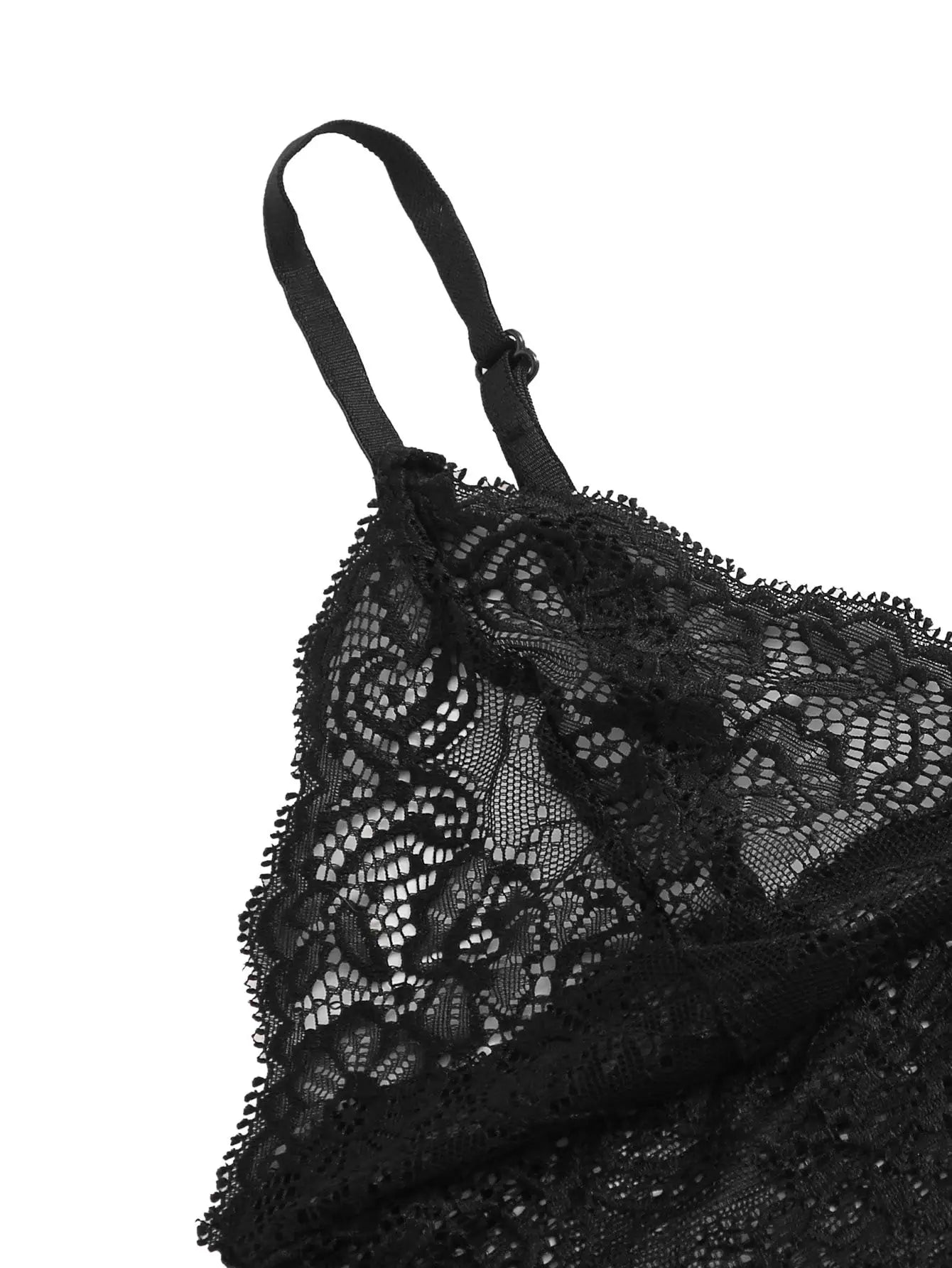 Conjunto de pijama de encaje sexy de 2 piezas para mujer Bralette transparente Cami Top y pantalones cortos Ropa de dormir transpirable Lencería de verano de talla grande