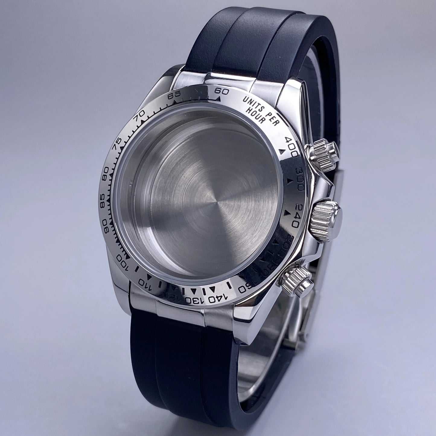 Caja VK63 Negra de 39 mm, Acero Inoxidable, Cristal de Zafiro Plano, Resistente al Agua, Compatible con Esferas de 29 mm-30 mm, Piezas de Caja para Reloj con Movimiento VK63