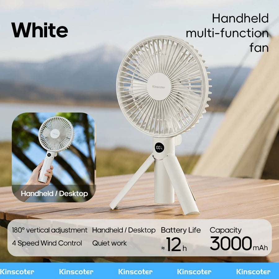 Nuevo Ventilador Portátil Plegable de Mano, Ventilador Recargable de Escritorio de 3600 mAh, 100 Velocidades, Ángulo de Viento Ajustable, para el Hogar, Viajes al Aire Libre