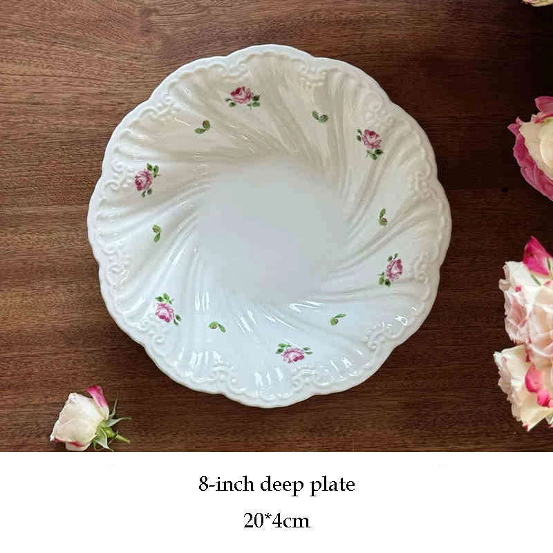 Juego de platos de cerámica, taza de café, platillo, hermoso vajilla, plato de postre de rosa Vintage, platos de cena, regalo, taza de té, suministros de cocina