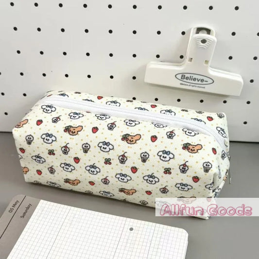 Bolsa de lona con cremallera para lápices, diseño de animales y flores, para la escuela, oficina y uso diario, suministros de papelería para estudiantes
