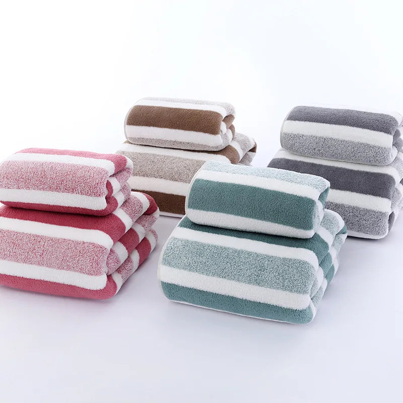 Juego de toallas a rayas de secado rápido para experiencia de baño suave y absorbente Toalla de baño o toalla de mano