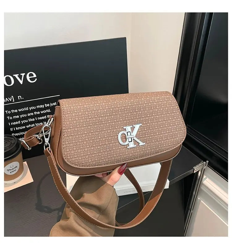 Bolso Bandolera de Lujo Exclusivo para Mujer, con Logotipo de Diseñador, Gran Capacidad, de Cuero, Elegante, Texturizado, para el Día a Día