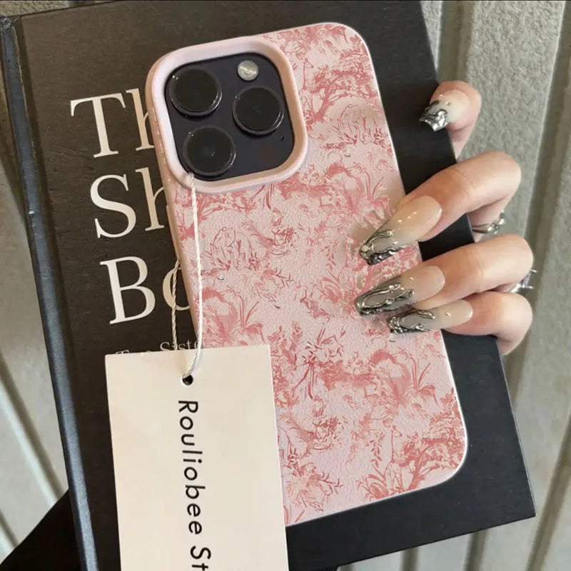 Funda de Silicona con Diseño Floral de Lichí Rosa para iPhone 17, 17 Air, 16, 15, 14, 13, 12, 11 Pro Max, Funda para iPhone 16, 15, 14 Plus