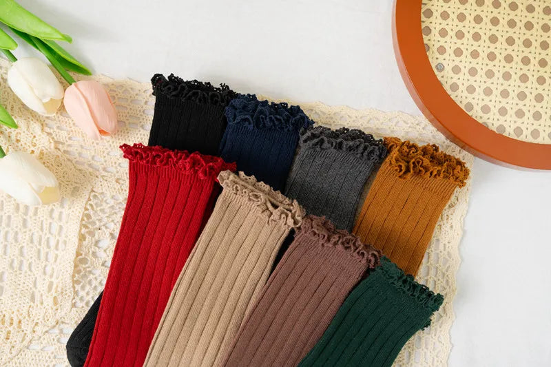 Calcetines Largos con Encaje para Niñas