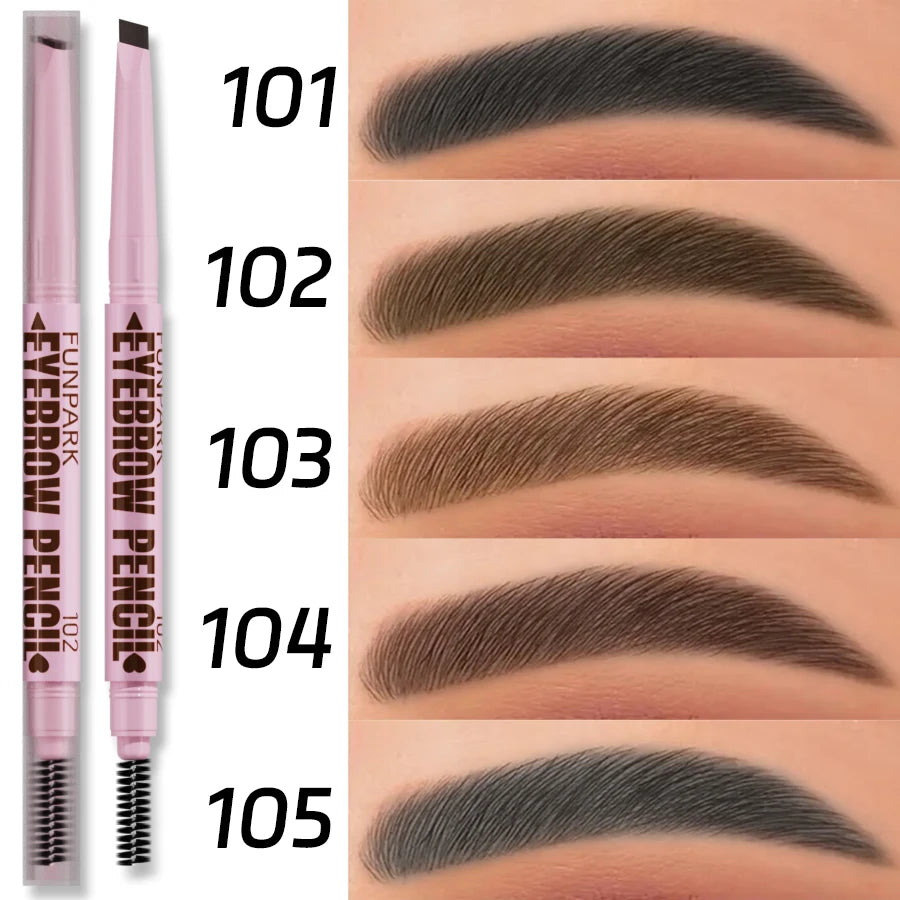 Lápiz de cejas 2 en 1, cosméticos profesionales, maquillaje para mujeres, 5 colores, pincel de tatuaje de cejas resistente al agua, lápiz de cejas de larga duración