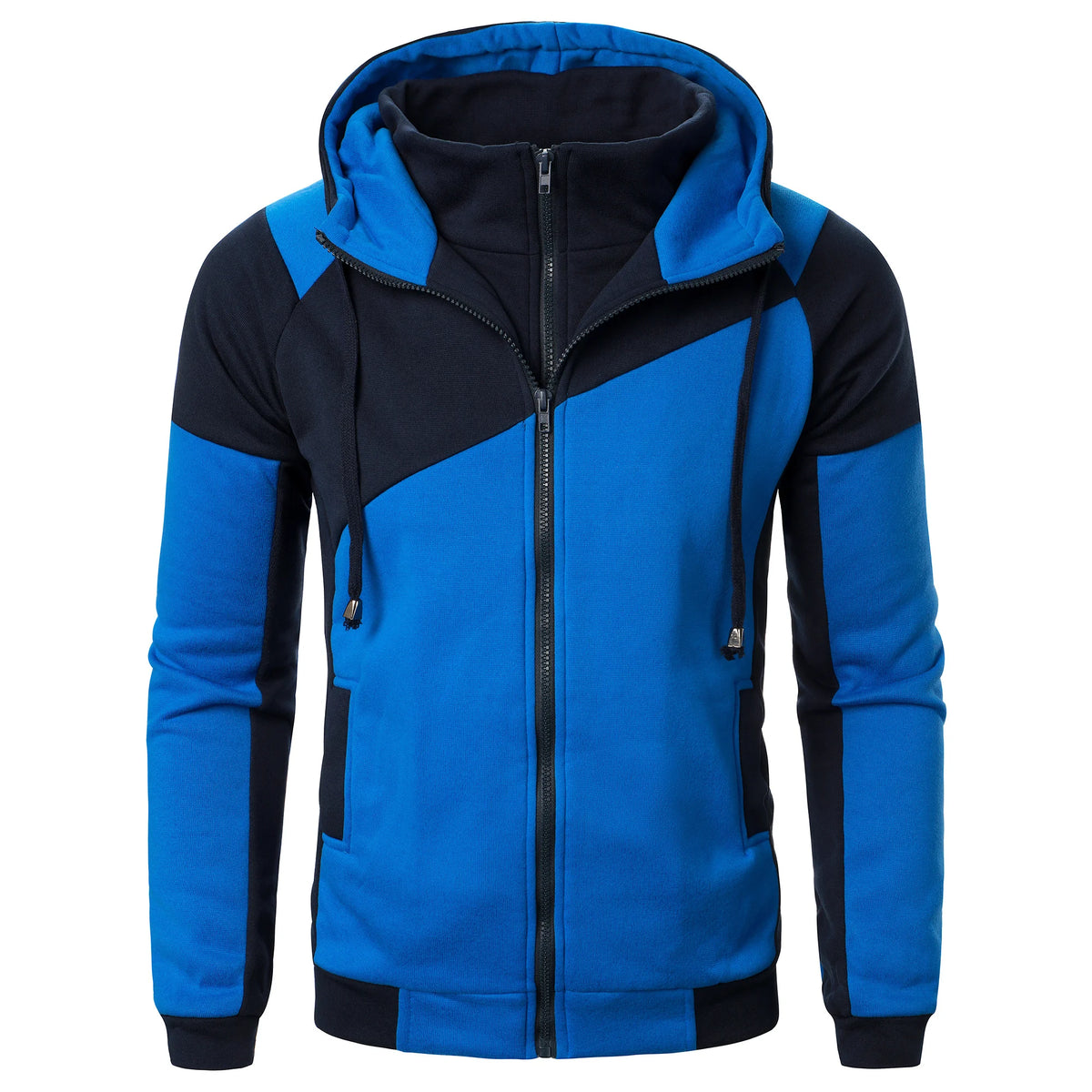 Deportes de otoño e invierno empalmados top casual de manga larga con capucha estilo deportivo para hombres