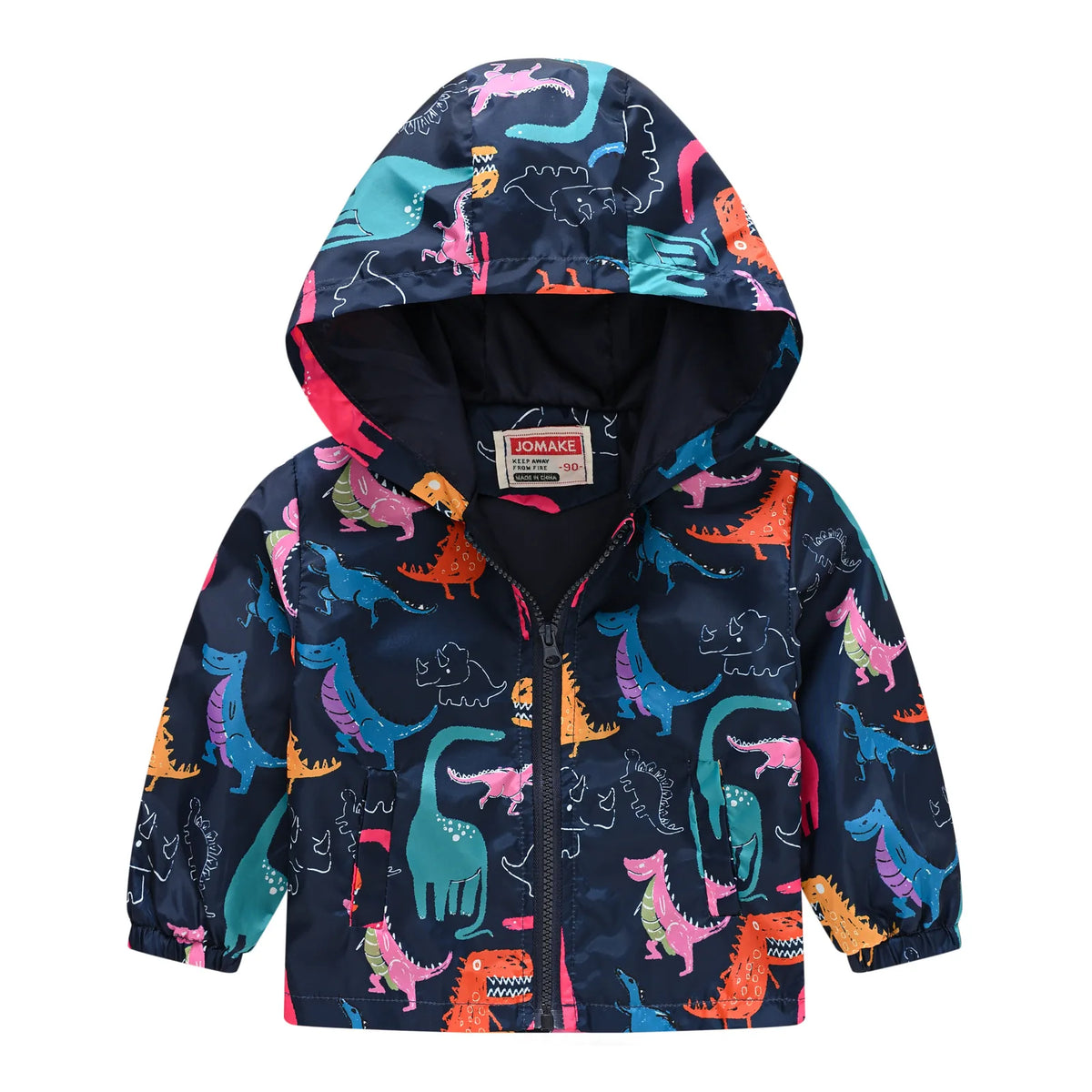 Chaqueta impermeable con capucha para niños y niñas, cortavientos con cremallera y estampado de dinosaurio de dibujos animados, a la moda, novedad