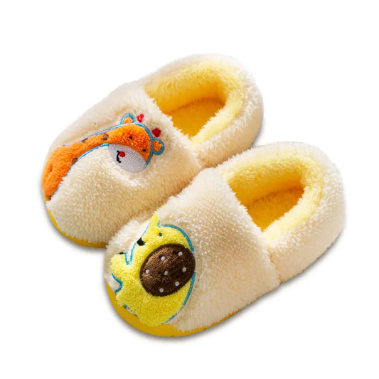 Zapatillas de algodón para bebé de 1 a 3 años, 2 hombres, Otoño/Invierno, antideslizantes para interiores, zapatos de algodón de felpa para niños, bolso con tacón para el hogar