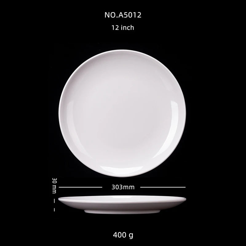 Platos redondos de melamina para Hotel, juegos de cena de 8-14 pulgadas, platos blancos de porcelana de imitación, bandeja para servir, vajilla hermosa, comida occidental