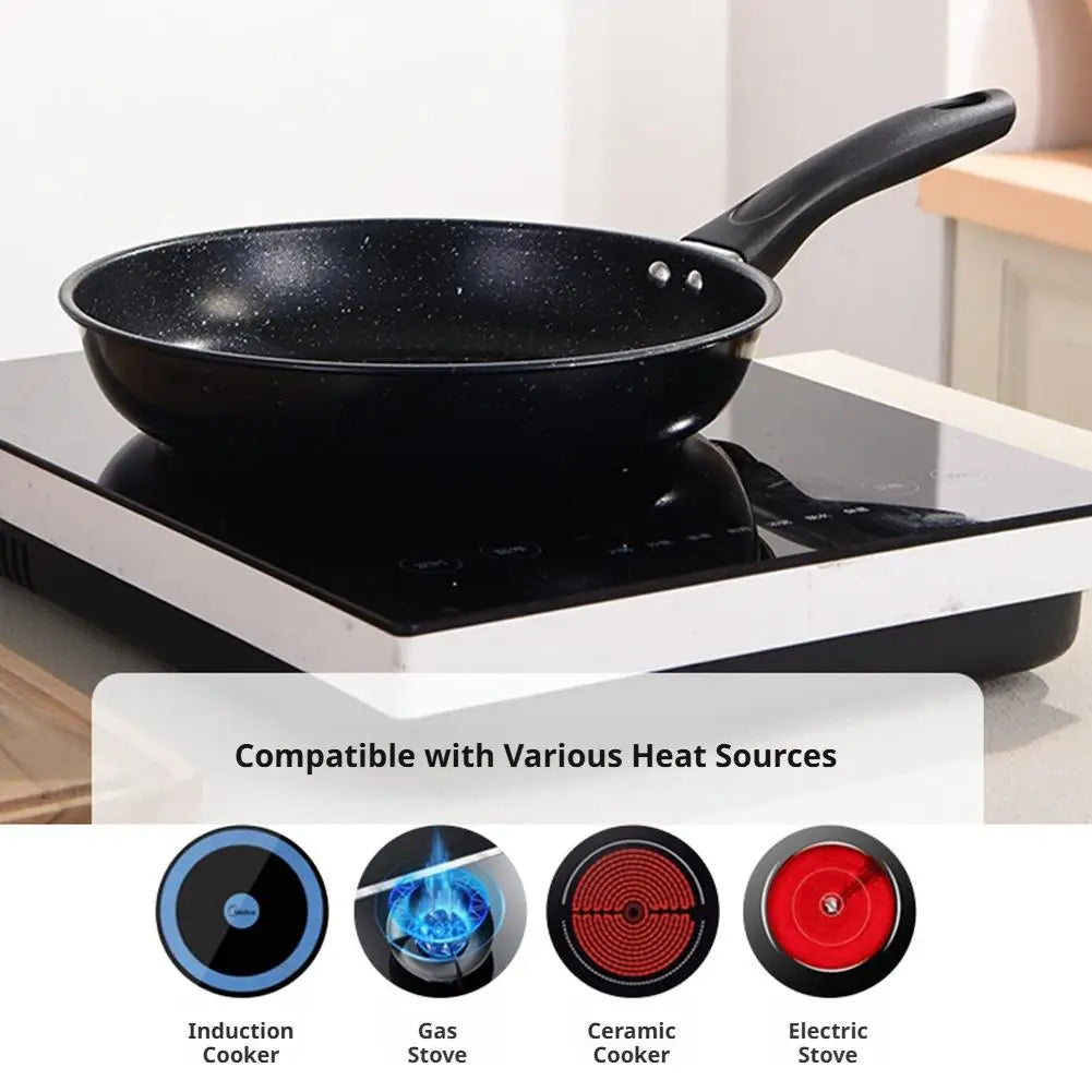 Sartén antiadherente con revestimiento de piedra Maifan, fondo plano, ideal para preparar huevos, tortillas y carne, apta para cocinas de inducción y de gas, utensilio de cocina.