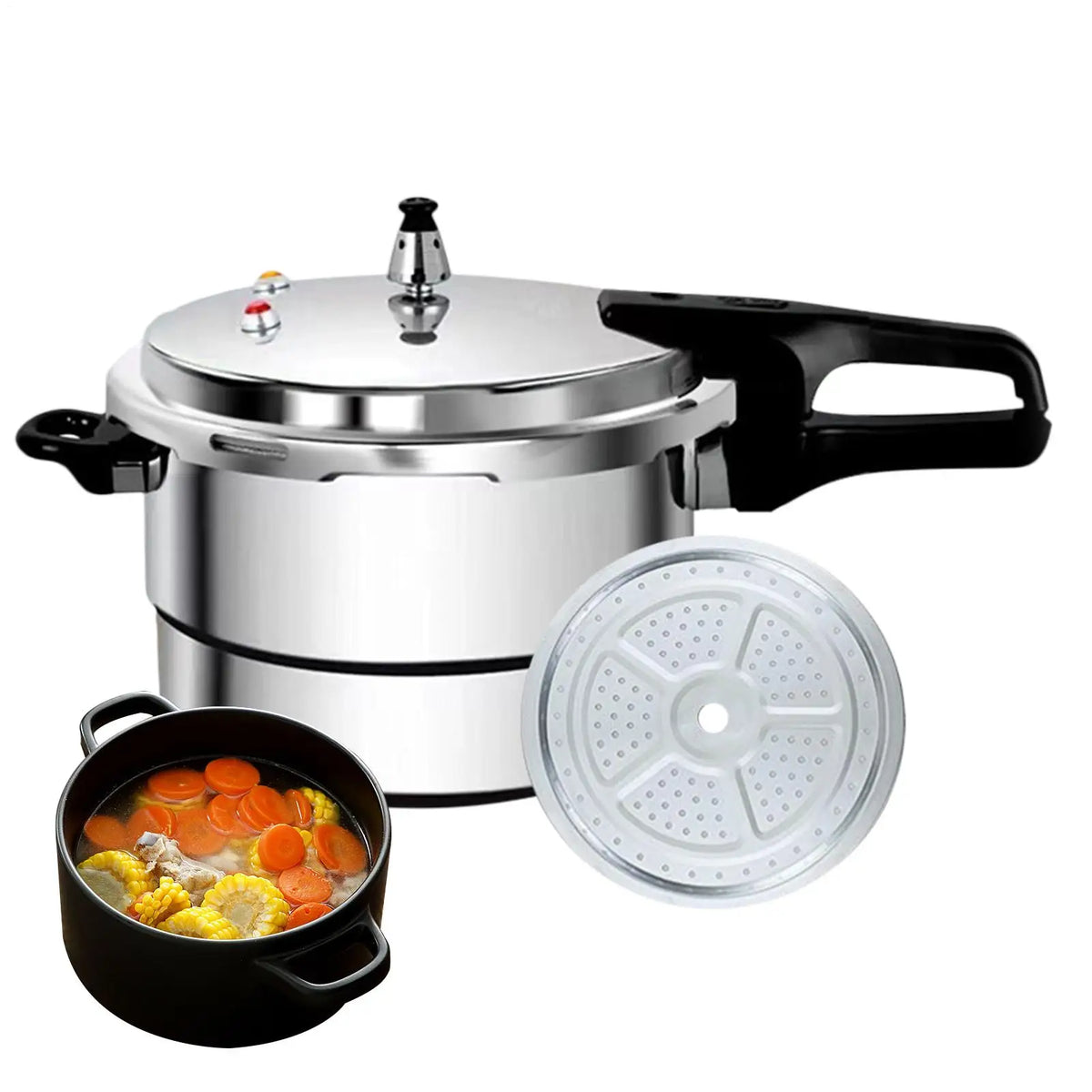 Olla a Presión de Acero Inoxidable de 7L con Rejilla para Cocinar al Vapor, Apta para Estufas Eléctricas y de Gas, Ahorra Energía, Utensilios de Cocina Seguros